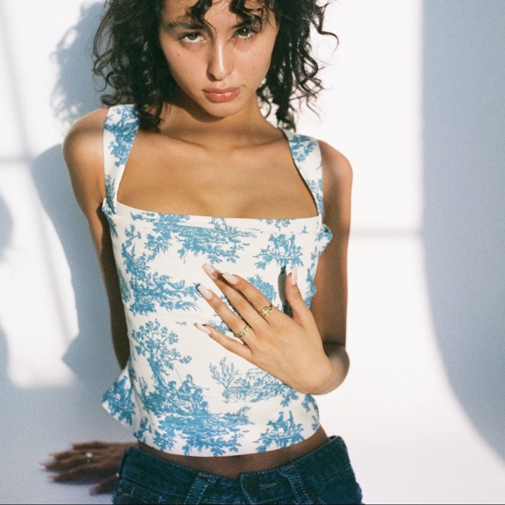 MIAOU IMOGENE CORSET IN BLUE TOILE - BEST SELLER
